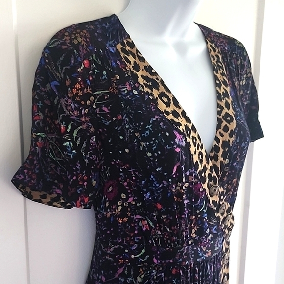 Anthropologie Maeve Morgan Floral Animal print wrap dress size 0 - Picture 5 of 6